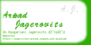 arpad jagerovits business card
